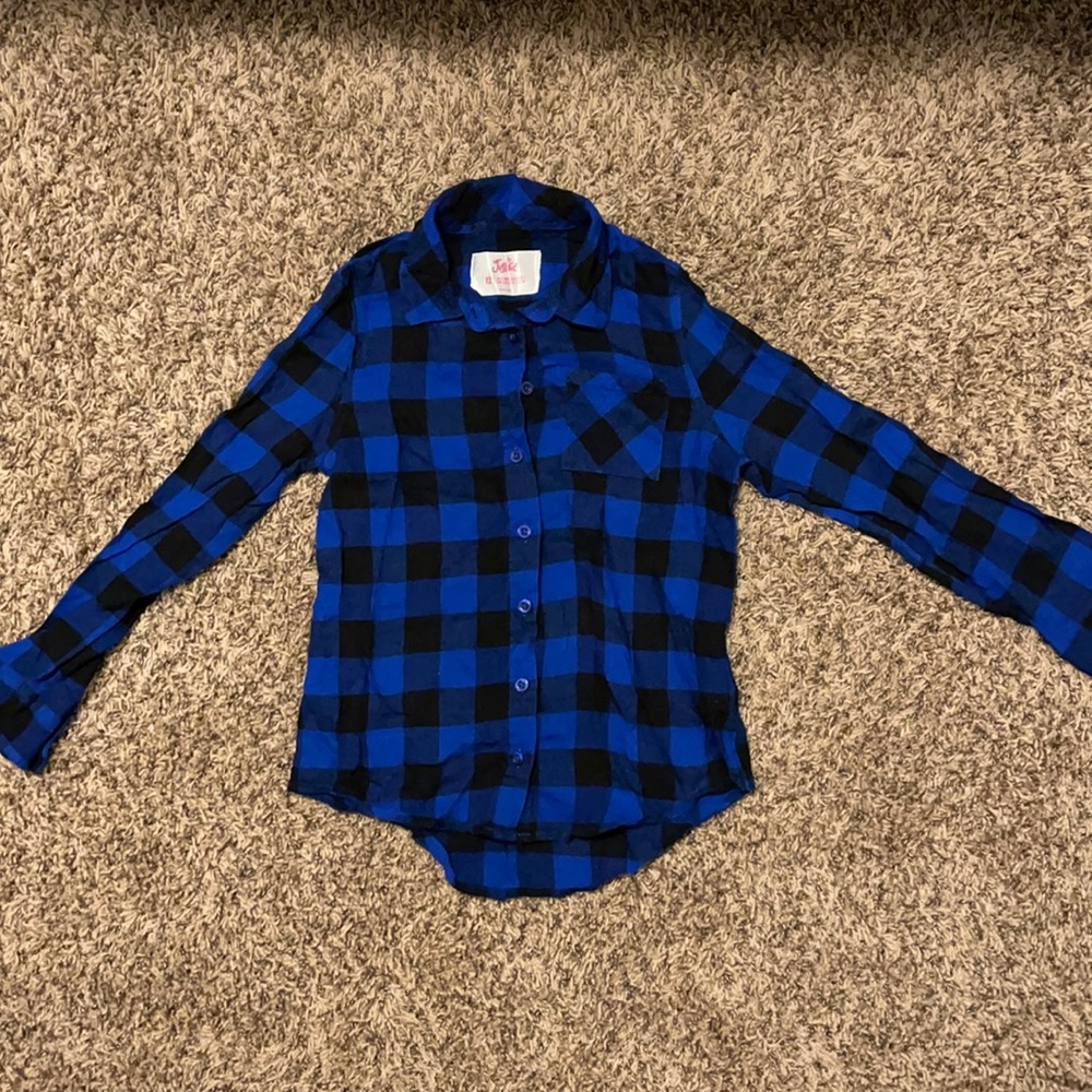 Justice blue flannel shirt